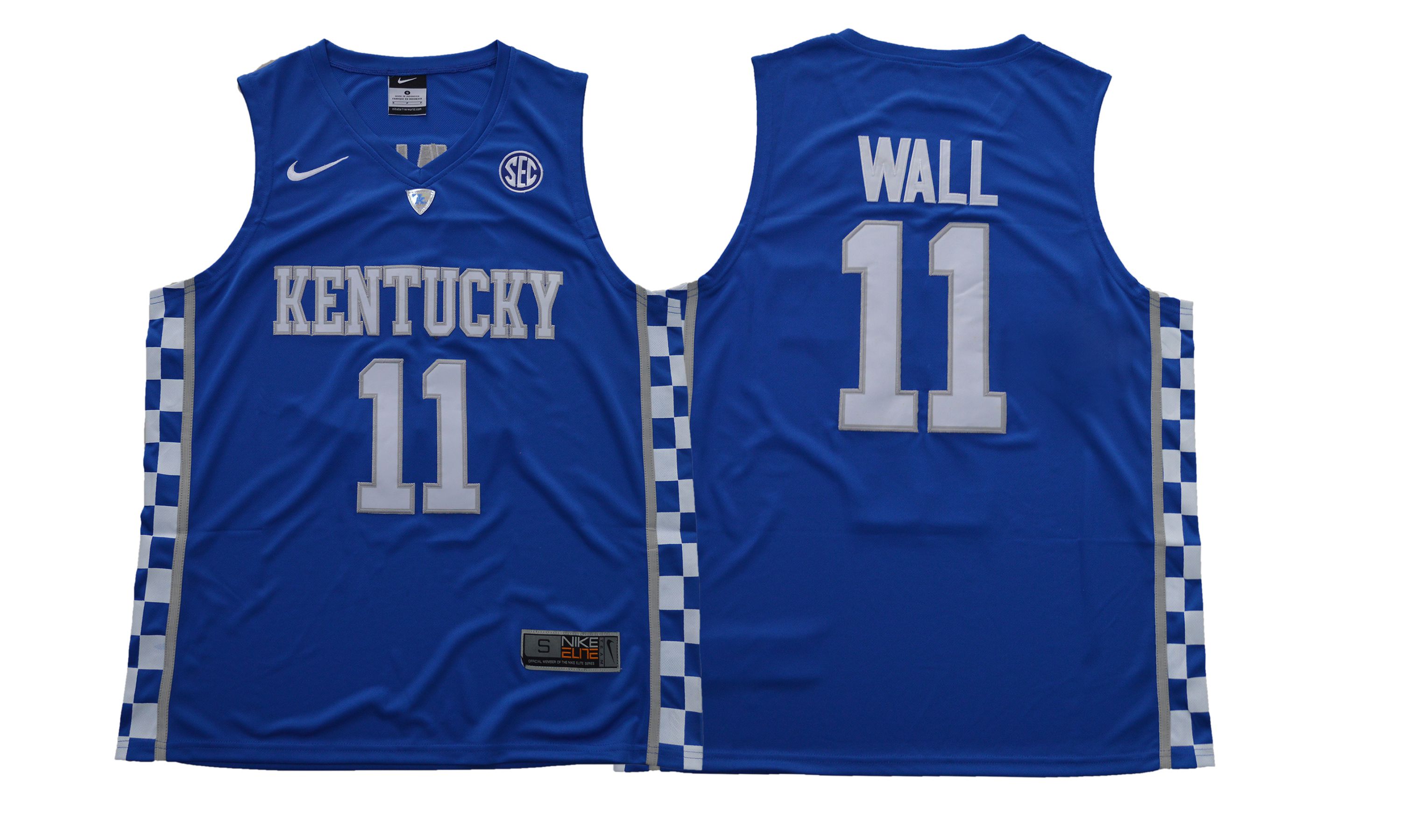Men Kentucky Wildcats #11 Wall Blue NBA NCAA Jerseys->->NCAA Jersey